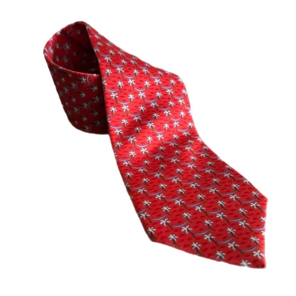 BROOKS BROTHERS COUNTRY CLUB SILK PALM TREE HAMMOCK RED NOVELTY TIE - Picture 5 of 7